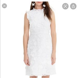 White Appliqué J Crew Dress 10